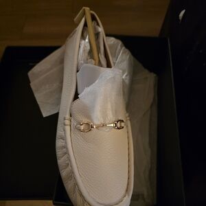 Coach Cream Loafers with Gold Accent